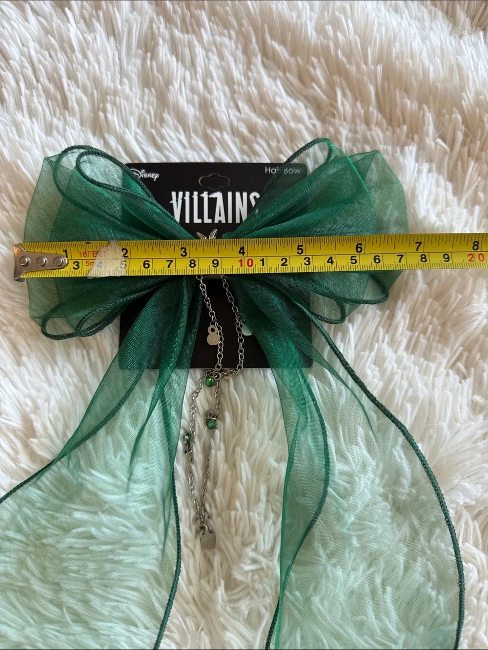 NWT Disney Maleficent Hair Bow Clip with Chain and Charms